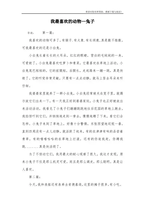 我最喜欢的动物—兔子