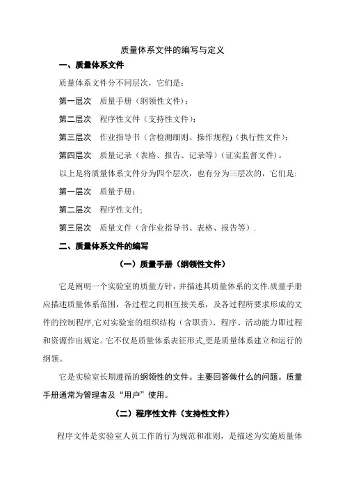 质量管理体系文件编写要求