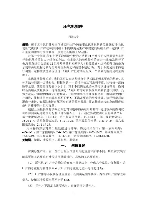 压气机叶片排序