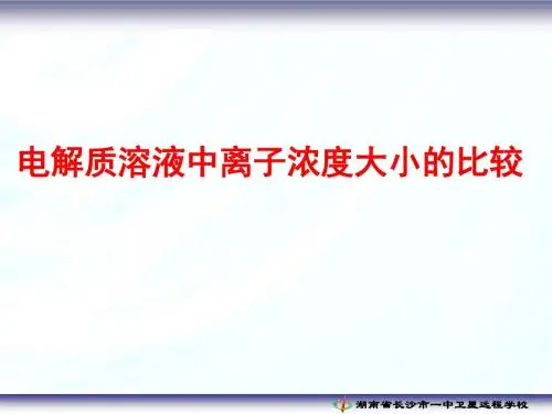 溶液中离子浓度大小的比较