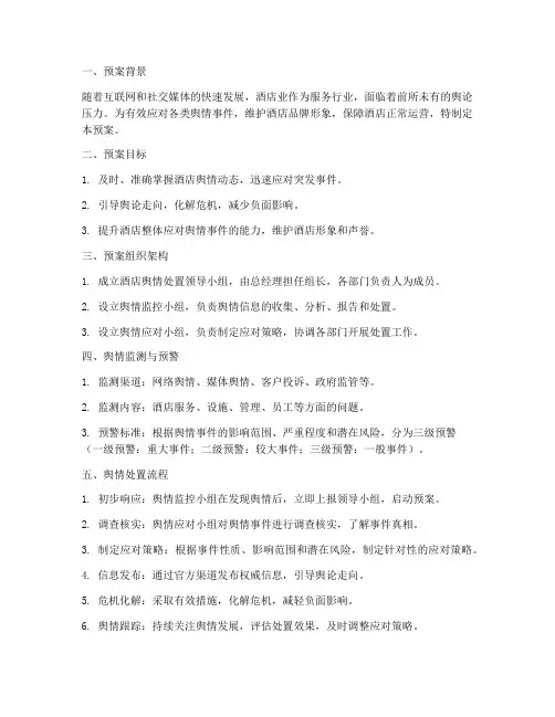 酒店舆情处置预案