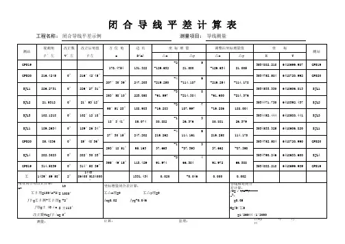 Excel自动计算-闭合导线平差计算表...上课讲义