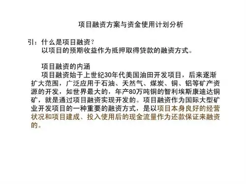 项目融资方案与资金使用计划分析PPT课件