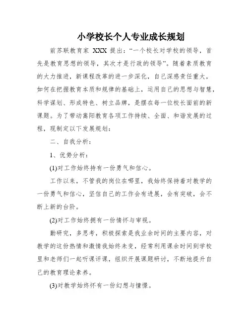 小学校长个人专业成长规划