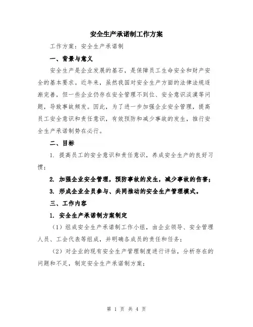 安全生产承诺制工作方案