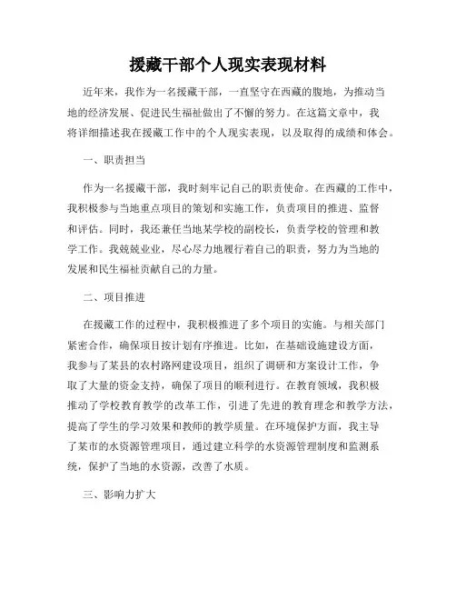 援藏干部个人现实表现材料