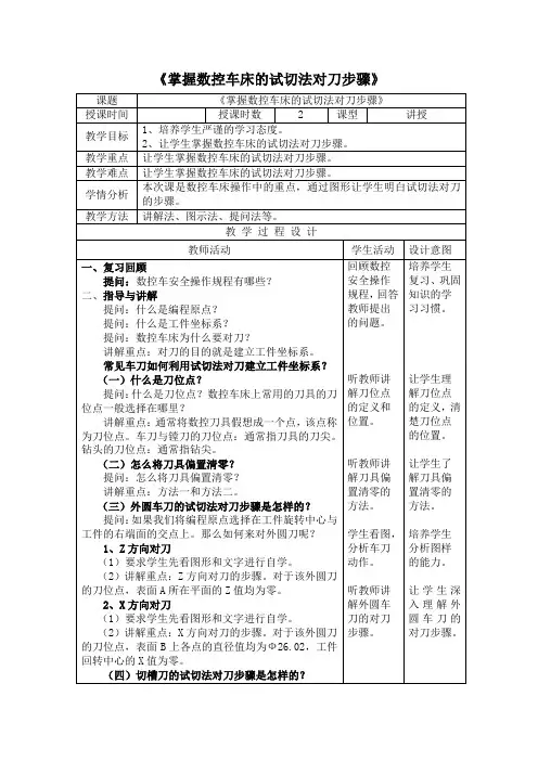 掌握数控车床的试切法对刀