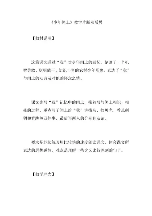 《少年闰土》教学片断及反思
