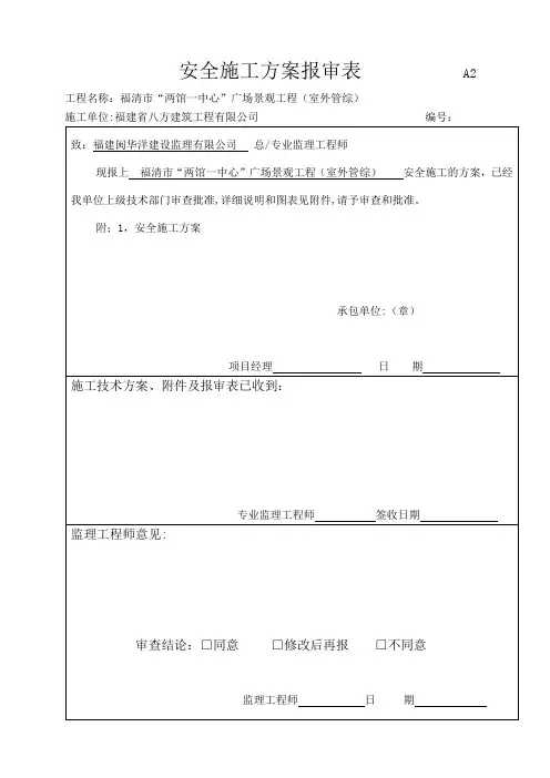 安全施工方案报审表