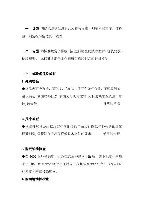 橡胶制品检验标准 2