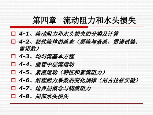 流体力学：第四章 流动阻力和水头损失