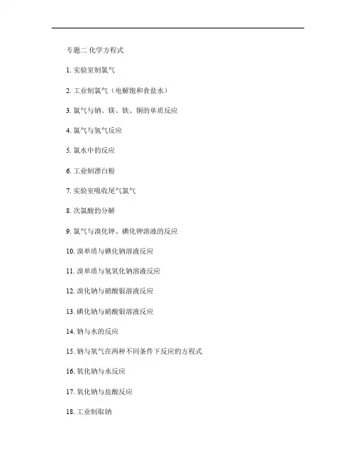 高一化学必修一专题二 化学方程式讲解