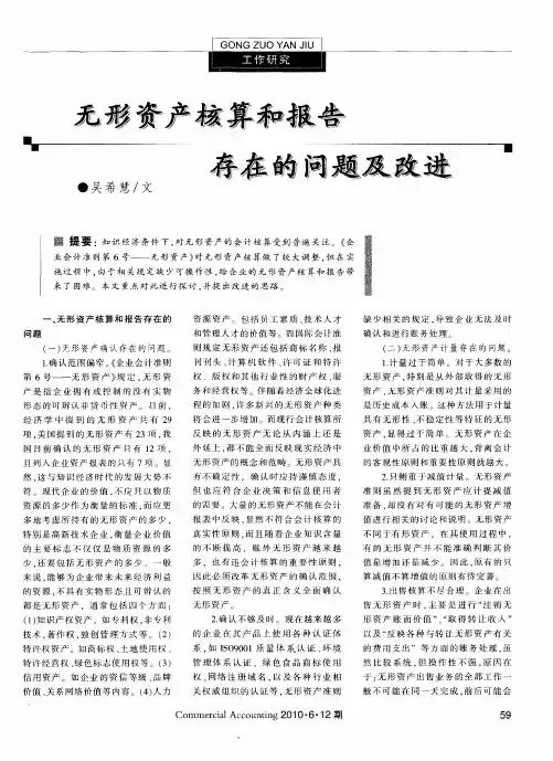 无形资产核算和报告存在的问题及改进