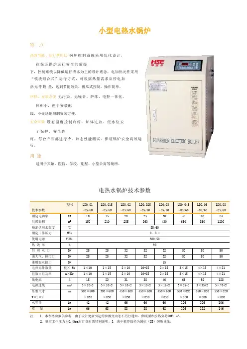 小型电热水锅炉样本