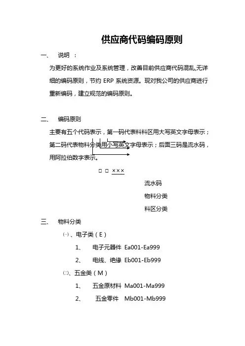 供应商代码编码原则