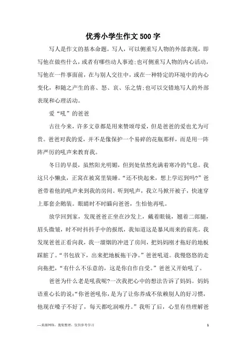 优秀小学生作文500字