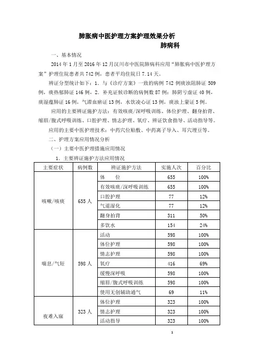 肺胀病中医护理方案护理效果分析