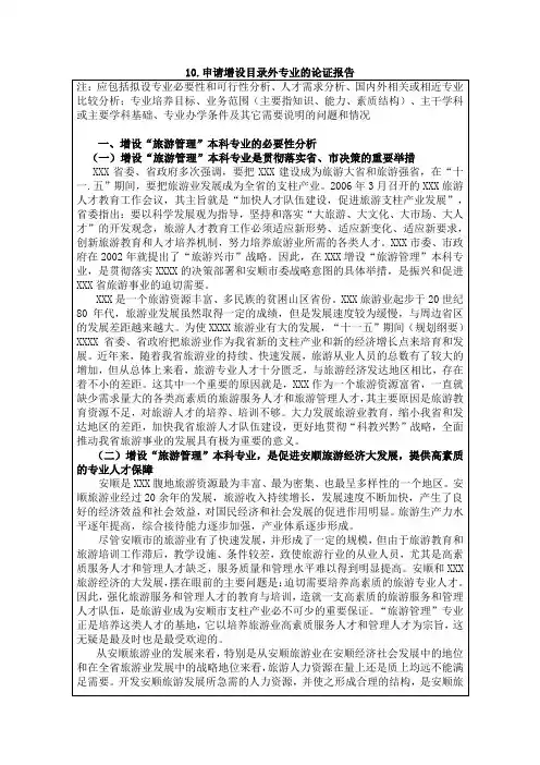 申请增设目录外专业的论证报告(范本)