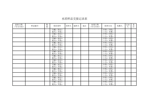 水质样品交接记录表