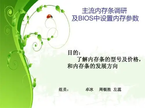 主流内存条调研及BIOS中设置内存参数