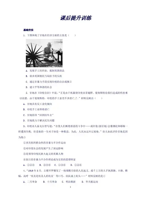 (新人教版)2019年九年级历史下册第三单元第一次世界大战和战后初期的世界3.12亚非拉民族民主运动的高涨课