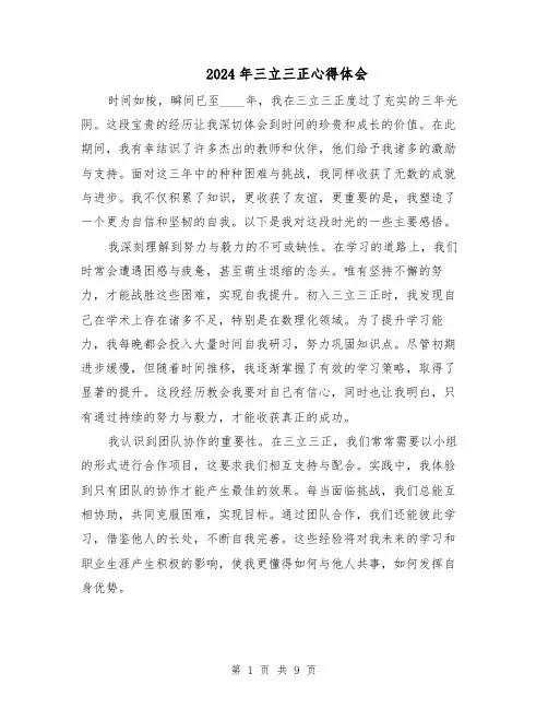 2024年三立三正心得体会（6篇）