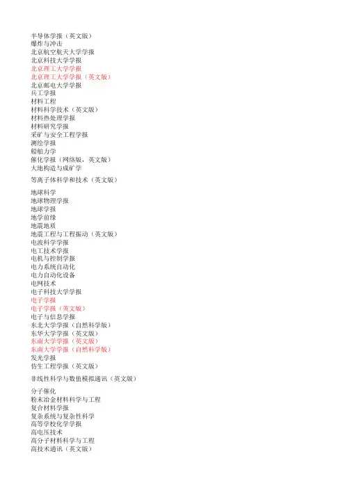 中国大陆被EI检索的期刊