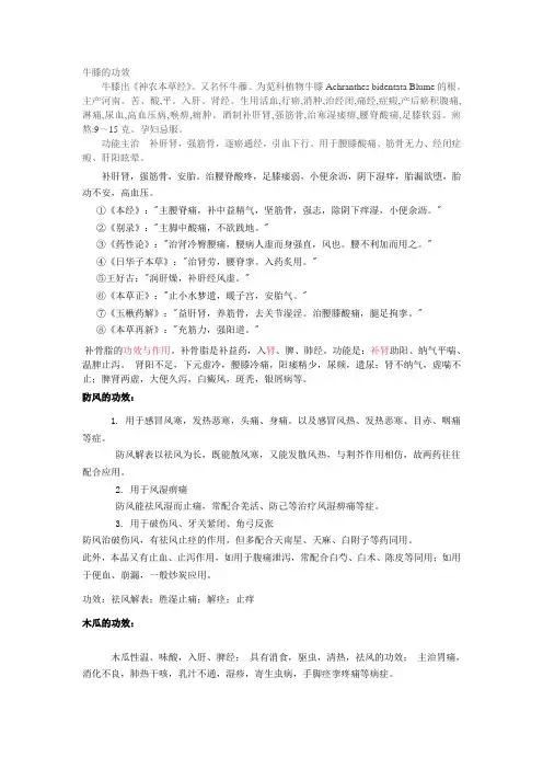 牛膝的功效