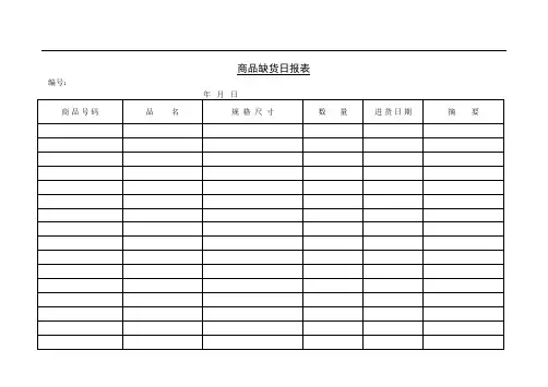 商品缺货日报表