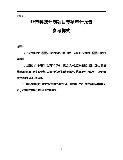 市科技计划项目专项审计报告参考样式【模板】