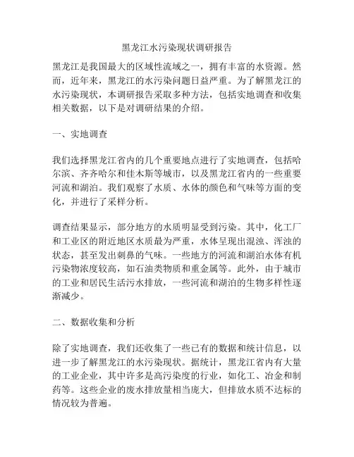 黑龙江水污染现状调研报告