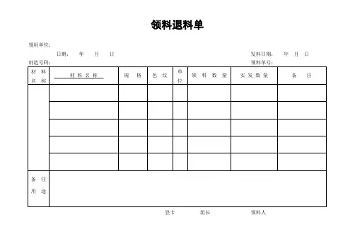 领料退料单