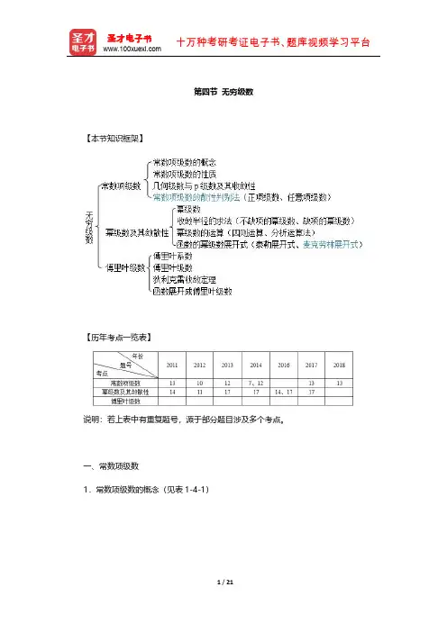 注册土木工程师(水利水电工程)《公共基础考试》讲义及习题(无穷级数)【圣才出品】