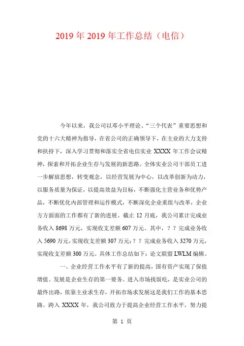 2019工作总结(电信)9页word文档