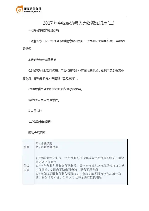 2017年中级经济师人力资源知识点(二)