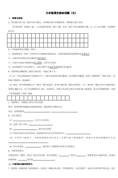 九年级语文综合试题(五)