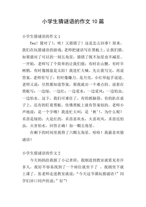 小学生猜谜语的作文10篇