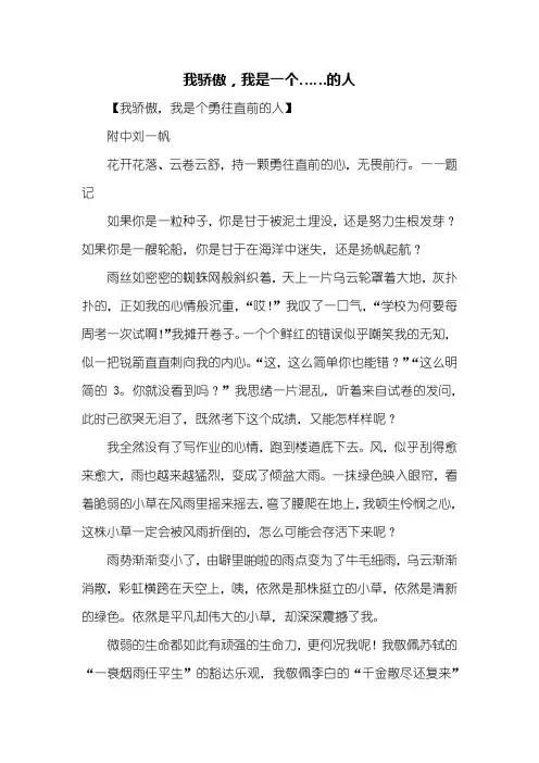 初三作文：我骄傲,我是一个什么的人作文1000字