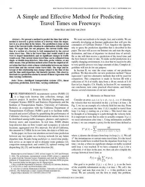 A Simple and Effective Method for Predicting Travel Times on Freeways