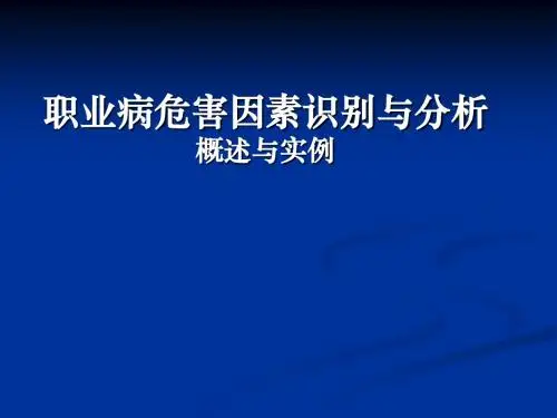 职业病危害因素识别与分析概述与实例