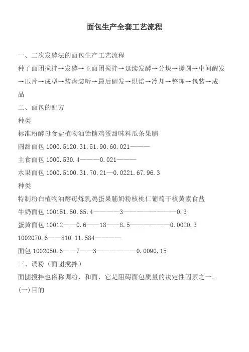 面包生产全套工艺流程