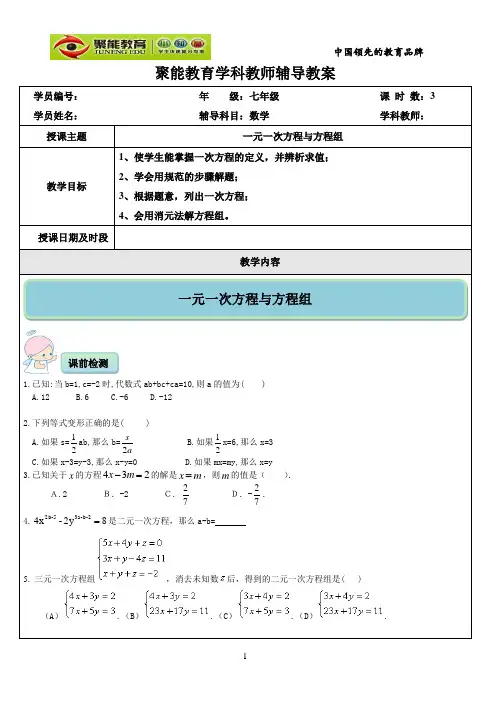 一元一次方程与方程组讲义