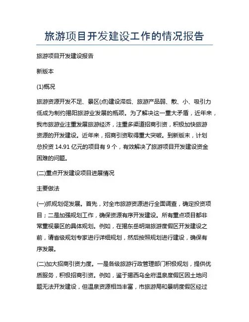 旅游项目开发建设工作的情况报告