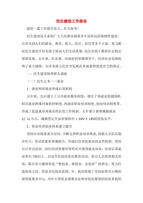 民生建设工作报告