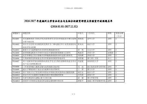 -2017年度福州大学食品安全与生物分析教育部重点实验