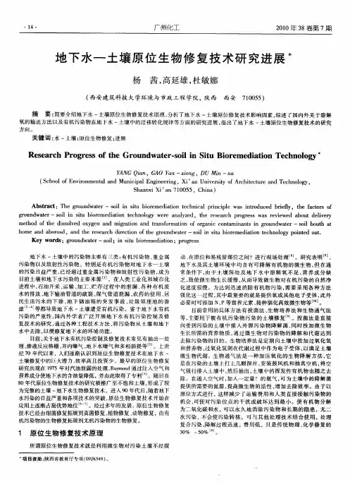 地下水—土壤原位生物修复技术研究进展