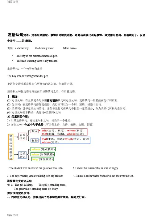 最新人教版-高一英语定语从句全面讲解与练习