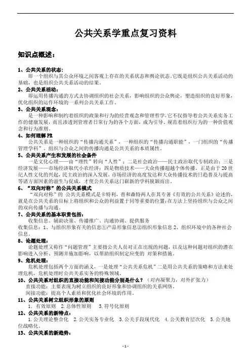 公共关系学重点复习资料解读
