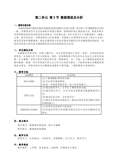 教案《第二单元第三节数据图表及分析》