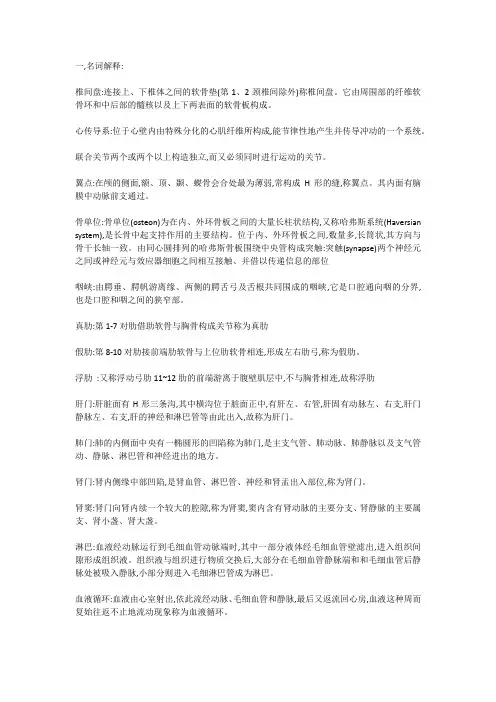 系统解剖学考试重点